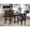 East West Furniture Noke5-blk-lc 5-pc Dining Room Set 4 Dining Room Chairs With Napoleon Back And A Faux Leather Seat An