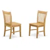 East West Furniture Norfolk Dining Chair With Wood Seat -oak Finish., Set Of 2