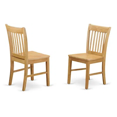 East West Furniture Norfolk Dining Chair With Wood Seat -oak Finish., Set Of 2