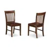 East West Furniture Norfolk Kitchen Dining Chair With Wood Seat -mahogany Finish., Set Of 2