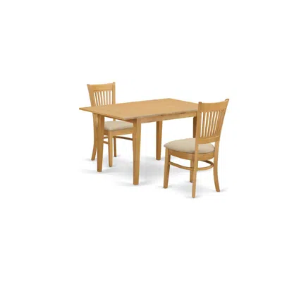 East West Furniture Nova3-oak-c 3 Pc Dining Room Set - Small Dining Table And 2 Dinette Chairs In Neutral