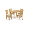 East West Furniture Nova5-oak-c 5 Pc Table And Chairs Set - Kitchen Dinette Table And 4 Kitchen Dining Chairs