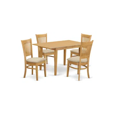 East West Furniture Nova5-oak-c 5 Pc Table And Chairs Set - Kitchen Dinette Table And 4 Kitchen Dining Chairs In Brown