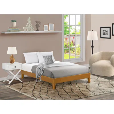 East West Furniture Nvp-23-f Full Platform Bed Frame With 4 Solid Wood Legs And 2 Extra Center Legs - Oak Finish
