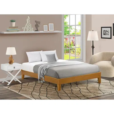 East West Furniture Nvp-23-q Queen Size Platform Bed Frame With 4 Hardwood Legs And 2 Extra Center Legs - Oak Finish