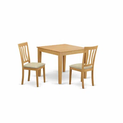 East West Furniture Oxan3-oak-c 3 Pc Table And Chairs Set - Table And 2 Dining Chairs In Neutral