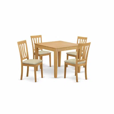 East West Furniture Oxan5-oak-c 5 Pctable And Chairs Set - Table And 4 Dinette Chairs In Burgundy
