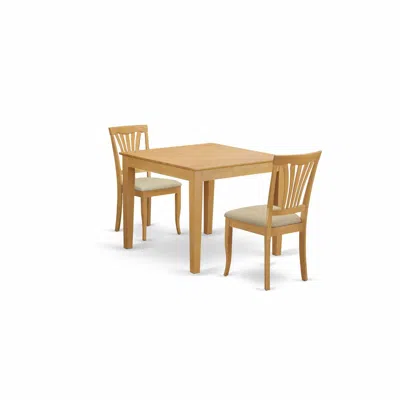 East West Furniture Oxav3-oak-c 3 Pc Kitchen Table Set - Dining Table For Small Spaces And 2 Dining Chairs In Blue
