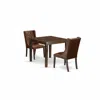 East West Furniture Oxfo3-mah-46 3-piece Dining Room Table Set Includes 1 Wood Dining Table And 2 Brown Linen Fabric Uph