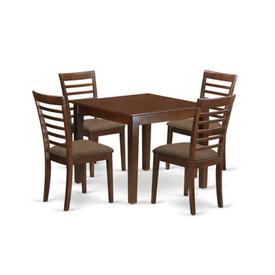 East West Furniture Oxml5-mah-c 5 Pc Dinette Table Set With A Dining Table And 4 Dining Chairs In Mahogany In Brown
