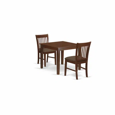 East West Furniture Oxno3-mah-c 3 Pc Small Kitchen Table Set -square Table And 2 Kitchen Dining Chairs In Gold
