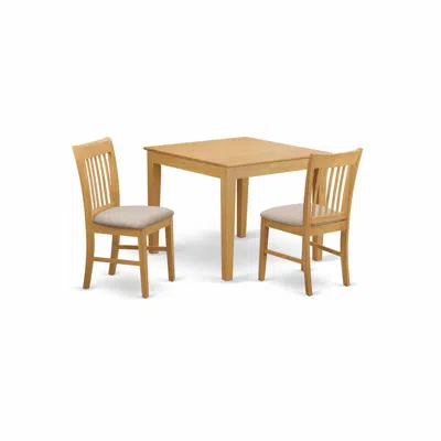 East West Furniture Oxno3-oak-c 3 Pc Dining Room Set - Table And 2 Dinette Chairs