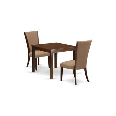 East West Furniture Oxve3-mah-47 3 Pc Dining Set - 2 Dining Chair With High Back And 1 Square Dining Table - Mahogany Fi