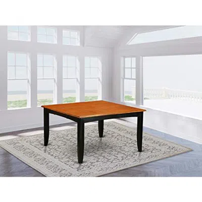 East West Furniture Parfait Square Table With 18"butterfly Leaf - Black & Cherry Finish In Burgundy