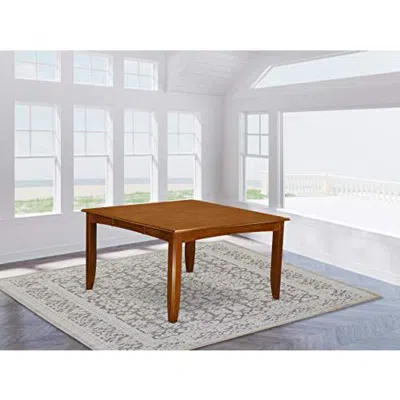 East West Furniture Parfait Square Table With 18"butterfly Leaf - Saddle Brown Finish