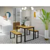 East West Furniture Parmer 3 Pc Kitchen Set - 1 Modern Dining Table And 2 Mid Century Benches In Powder Coating Black Co
