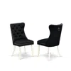East West Furniture Parson Dining Chairs - Black Linen Fabric Padded Chairs, Set Of 2, Linen White