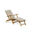 East West Furniture Patio Chair Lounge - Outdoor Acacia Wood Sunlounger Chair For Poolside, Deck, Lawn, 59x21x35 Inch, N