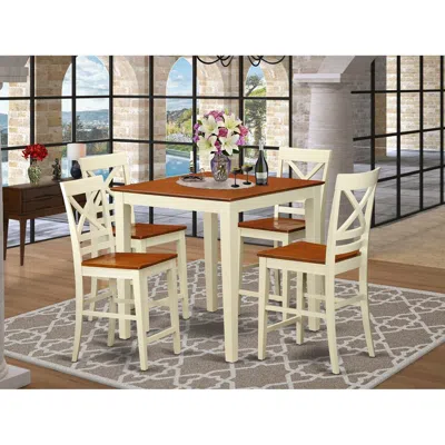 East West Furniture Pc Dining Counter Height Set - Dining Table And 4 Bar Stools.