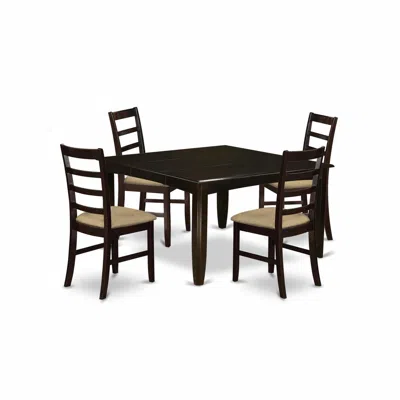 East West Furniture Pfan5-cap-c 5 Pc Dining Set-table With Leaf And 4 Kitchen Chairs.