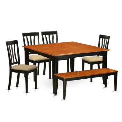 East West Furniture Pfan6-bch-c 6-pc Kitchen Table Set With Bench-kitchen Tables And 4 Dining Chairs Plus Bench In Multi