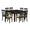 East West Furniture Pfan7-cap-c 7 Pc Dining Room Set For 6-square Dining Table With Leaf And 6 Dining Chairs In Black