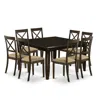 East West Furniture Pfbo9-cap-c 9 Pc Dining Room Set For 8-kitchen Table With Leaf And 8 Linen Dinette Chairs. In Brown