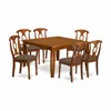 East West Furniture Pfna7-sbr-c 7 Pc Formal Dining Room Set For 6-dining Table And 6 Dinette Chairs. In Brown