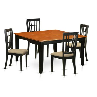 East West Furniture Pfni5-bch-c 5 Pc Dining Room Set-dining Table And 4 Wood Dining Chairs In Multi