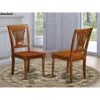 East West Furniture Plainville Kitchen Dining Chair With Wood Seat - Saddle Brown Finish, Set Of 2