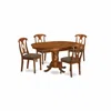 East West Furniture Pona5-sbr-c 5 Pc Dining Room Set For 4-oval Dining Table With Leaf And 4 Styled Dining Chairs In Brown