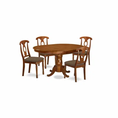 East West Furniture Pona5-sbr-c 5 Pc Dining Room Set For 4-oval Dining Table With Leaf And 4 Styled Dining Chairs In Brown