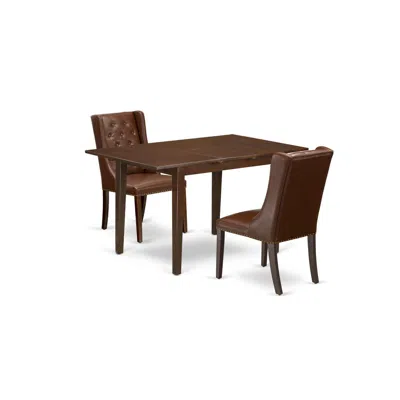 East West Furniture Psfo3-mah-46 3-piece Dining Room Table Set Includes 1 Picasso Butterfly Leaf Dining Table And 2 Brow