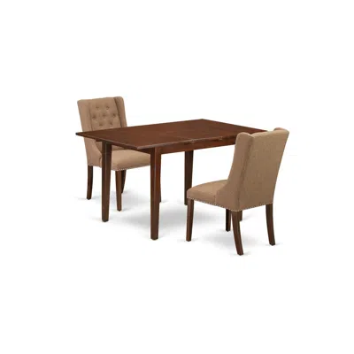 East West Furniture Psfo3-mah-47 3-piece Dining Table Set Includes 1 Picasso Butterfly Leaf Kitchen Dining Table And 2 L
