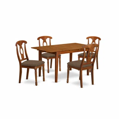 East West Furniture Psna5-sbr-c 5 Pc Kitchen Table Set Table With Leaf And 4 Dining Table Chairs In Brown