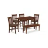 East West Furniture Psno6c-mah-c 6 Pc Dining Room Set With Bench -table With 4 Dining Table Chairs And Bench