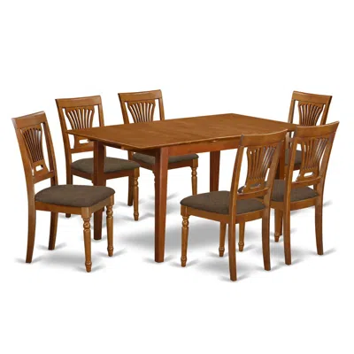 East West Furniture Pspl7-sbr-c 7 Pc Kitchenkitchen Dinette Set- Table With Leaf And 6 Chairs For Dining Room