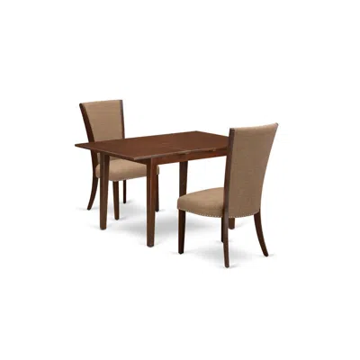 East West Furniture East-west Furniture Psve3-mah-47 - A Dinette Set Of 2 Great Indoor Dining Chairs Using Linen Fabric  In Brown