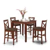 East West Furniture Pubs5-brn-c 5 Pc Counter Height Dining Set-gathering Table And 4 Counter Height Chairs