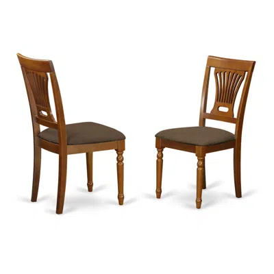 East West Furniture Pvc-sbr-c Plainville Chair With Cushion Seat - Saddle Brown Finish