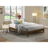 Shop East West Furniture Queen Size Bed Frame With 4 Solid Wood Legs And 2 Extra Center Legs - Walnut Finish