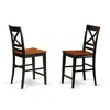 East West Furniture Quincy Counter Height Stools With X-back In Black & Cherry Finish, Set Of 2