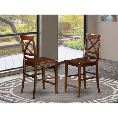 East West Furniture Quincy Counter Height Stools With X-back In Mahogany Finish, Set Of 2 In Brown