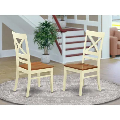 East West Furniture Quincy Dining Kitchen Dining Chair With X-back In Buttermilk & Cherry Finish, Set Of 2