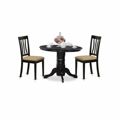 East West Furniture Shan3-blk-c 3 Pc Dinette Table Set-small Kitchen Table And 2 Dining Chairs