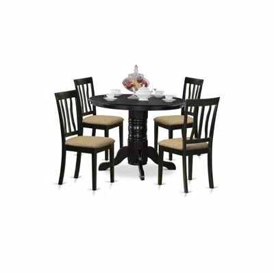 East West Furniture Shan5-blk-c 5 Pc Dining Room Set- Dinette Table And 4 Kitchen Dining Chairs In Multi