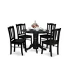 East West Furniture Shdl5-blk-w - 5-pc Kitchen Dining Room Set - 4 Dining Room Chairs And 1 Wood Dining Table - Black Fi