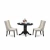 East West Furniture Shfo3-blk-01 3-pc Dinette Room Set Includes 1 Pedestal Dining Table And 2 Cream Linen Fabric Dining 
