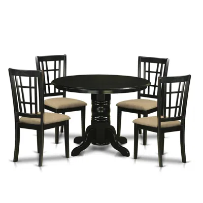East West Furniture Shni5-blk-c 5 Pc Dining Room Set - Dinette Table And 4 Dining Chairs In Multi