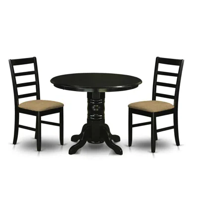 East West Furniture Shpf3-blk-c 3 Pctable Set For 2-dining Table And 2 Dinette Chairs